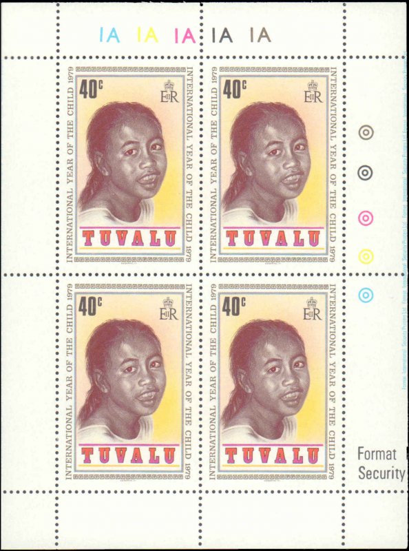 Tuvalu #125-128, Complete Set(4), Blocks of 4, 1979, Never Hinged