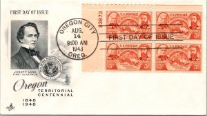 FDC 1948 SC #964 - Art Craft Cachet - Oregon City, Oreg - Sheet of 4 - F62907