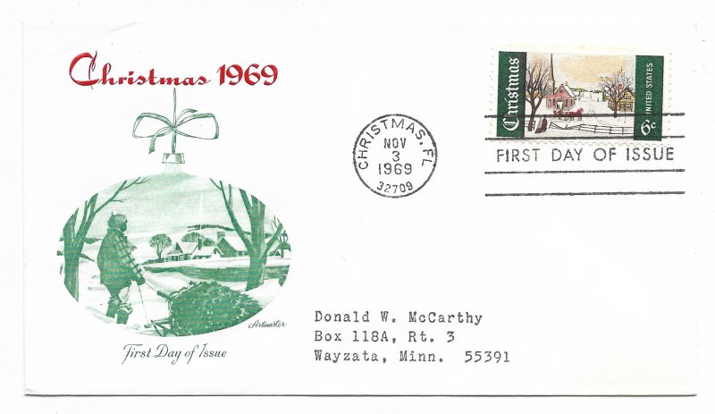 US 1384 (Me-5) 6c Christmas Village Scene on FDC Artmaster Cachet ECV $6.00