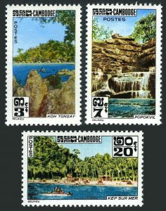 Cambodia 123-125, MNH. Mi 155-157. Views 1963. Tonsay Lake,Popokvil Falls,Beach.