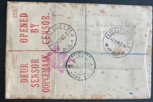 1942 Cape Town South Africa Early Airmail Cover to Leopoldoville Congo Belge