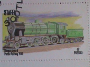 STAFFA-SCOTLAND STAMP:1973 AIRMAIL- RAILWAYS-THE TRAINS COMPLETE SET-CTO MNH