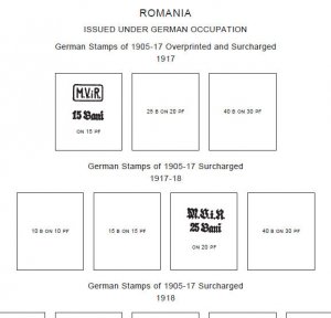 PRINTED ROMANIA [CLASS.] 1858-1942 STAMP ALBUM PAGES (76 pages)