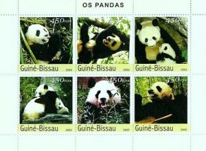 Guinea-Bissau MNH S/S MI 2590-5 Pandas 2003 6 Stamps