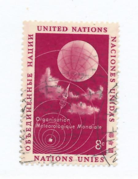 United Nations 1957 Scott 50 used - 8c,World meteorological organization