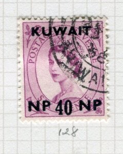 KUWAIT; 1957 early QEII issue fine used surcharged 40np. value