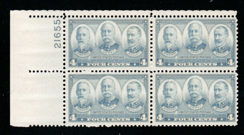 SC# 793 - (4c) - Sampson, Dewey, Schley, MNH plate block/4 - UL # 21655