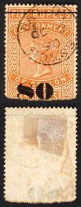 Ceylon BFT106  80c (Type T101) on 5R Orange Telegraph Cat  12 pounds