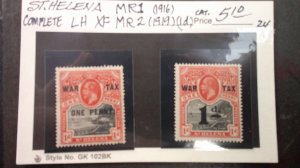 St. Helena 1916-1919 Scott# MR1, MR2 complete Light Hinged set of 2