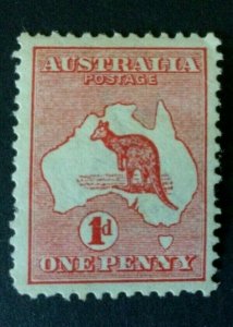 Australia: 1913, 1d Kangaroo, Die 1, inverted watermark, SG 2cw, MLH