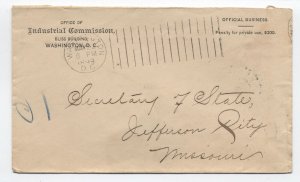 1899 Washington DC barr-fyke machine Industrial Commission penalty cover [6559]