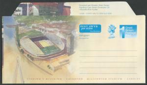 Great Britain-Wales  Aerogramme  Millennium Stadium (1)  Mint