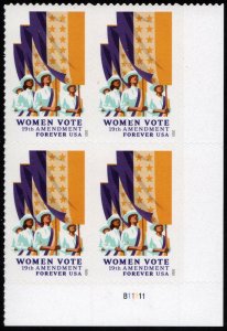 SC#5523 (55¢) Women Vote Plate Block: LR #B11111 (2020) SA