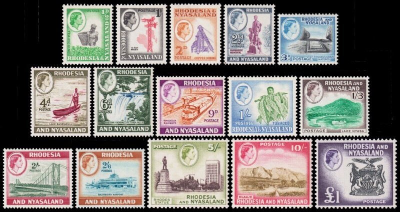 Rhodesia & Nyasaland Scott 158-171 (1959-63) Mint VLH Complete Set, CV $112.80 C