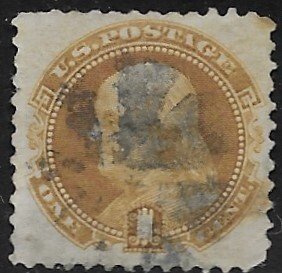 US  112   1869   1c buff  fine used