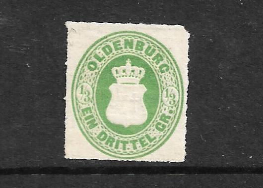 OLDENBURG 1862  1/3gr  GREEN MLH    Mi 15a