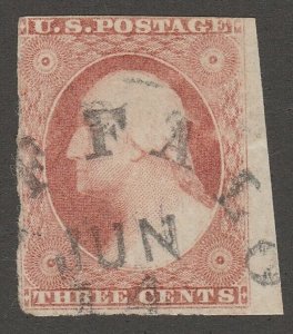 DS-1651 GENERAL ISSUE 1855 SCOTT 11 3c DULL RED BUFFALO CANCEL  $10