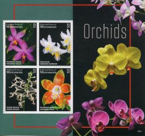 Micronesia 2015 MNH Orchids Pigeon Orchid 4v M/S Flowers Flora Stamps