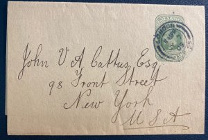 1905 London England Postal Stationery Wrapper Cover To New York USA