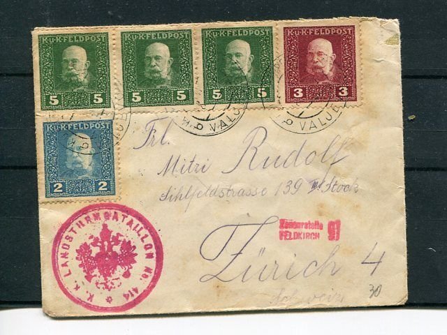 Austria  Military cover to Switzerland  with censor- Lakeshore Philatelics