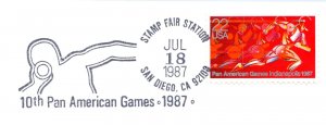 US SPECIAL EVENT COVER PICTORIAL CANCEL PAN AMERICAN GAMES SAN DIEGO 1987