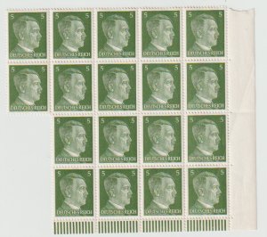 Germany Scott # 509 Block of 18 WWII Reich Hitler 5PF From Sheet MNH