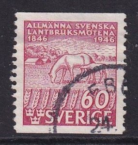 Sweden #375  used 1946 mare and colt   perf. 12 1/2   Vert.  60o