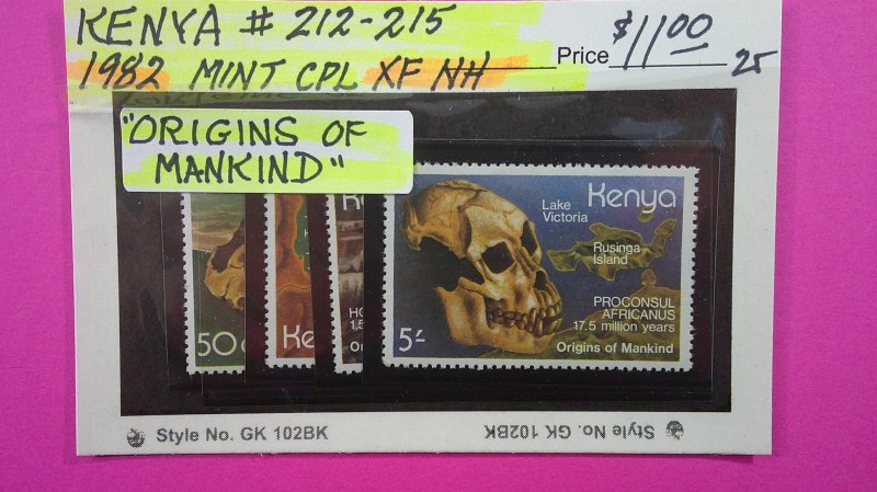 Kenya 1982 Origins of Man Scott# 212-215 Complete Mint XF NH set of 4