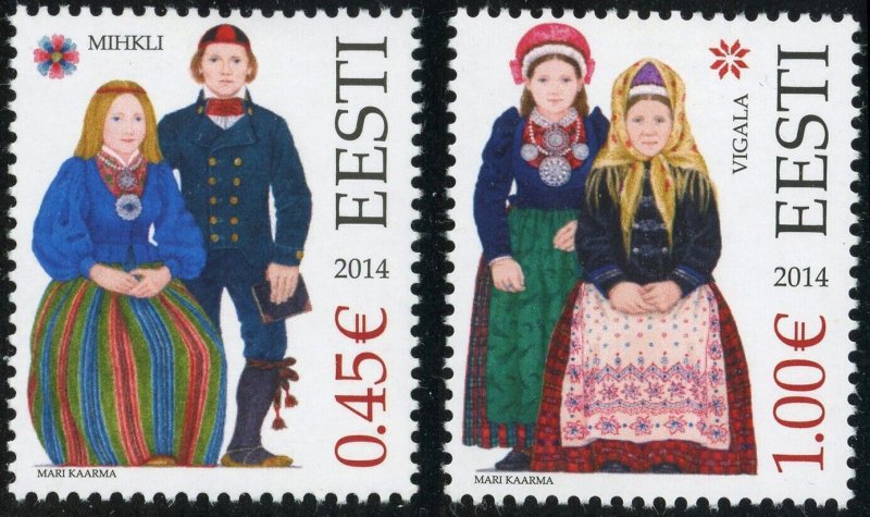 Estonia 756-757 Mihkli Vigala Folk Costumes Postage Stamps 2014 Europe Eesti MLH