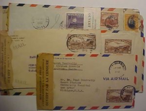 HAITI 5 DIFF CENSORED COVERS OF 1940'S MOSTLY AIR TO USA