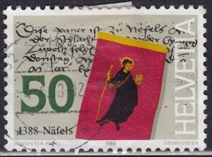 Switzerland 819 USED 1988 Banner of St.Fridolin 50c