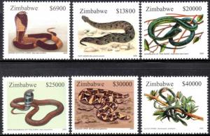 Zimbabwe - 2005 Snakes Set MNH** SG 1160-1165