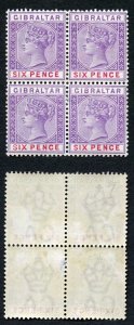 Gibraltar SG44 6d Violet and Red  (large gum thin) Fresh Colour   Cat 200 pounds