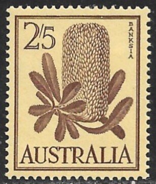 AUSTRALIA 1959-64 2sh5d BANKSIA FLOWER Issue Sc 329 MH