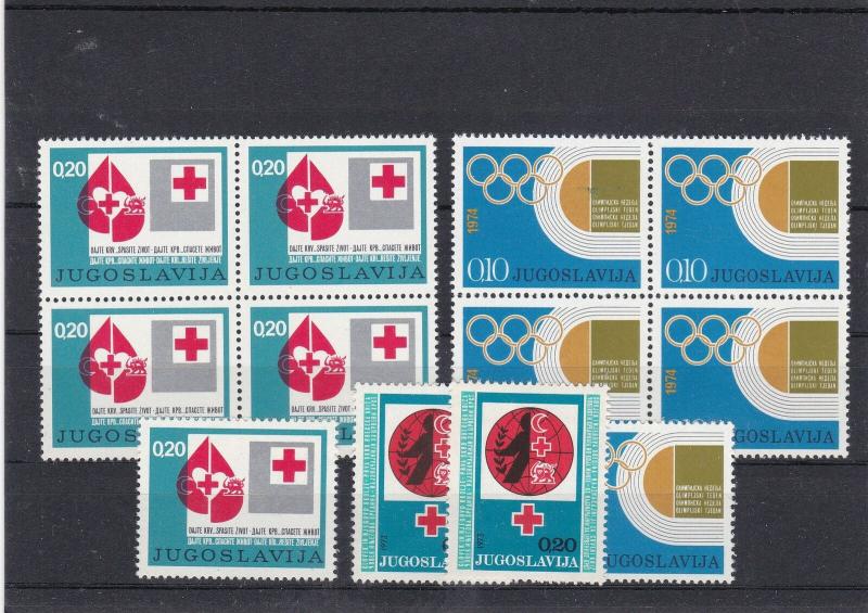 Yugoslavia 1974 Mint Never Hinged Olympics + Red Cross Stamps Ref 30635