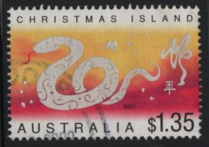 Christmas Island 2001 used Sc 431 $1.35 Silver snake Year of the Snake