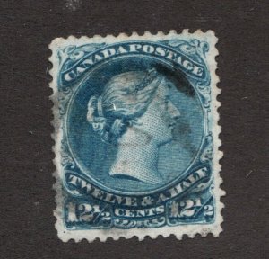 #28  - Canada - 1868  - 12½  Cent -  Used   -  F/VF  - superfleas