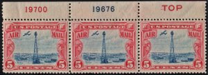SC#C11 5¢ Beacon on Rocky Mountains Plate Strip of Three (1928) MNH