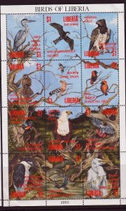 LIBERIA Sc 1160-61 NH  Two Minisheets of 1993 - Animals  & Birds
