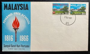 1966 Malacca Malaysia First Day Cover FDC Penang Free School