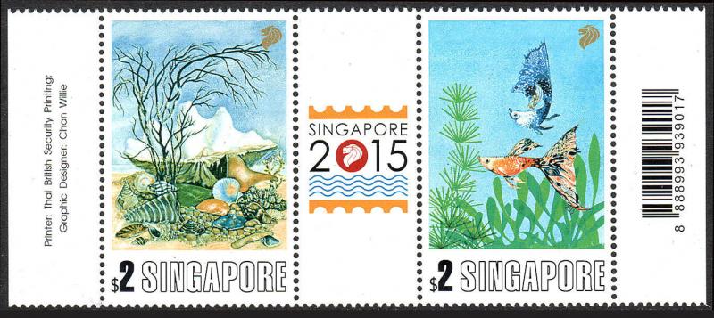 Singapore 1620 pair, MNH. Sea Shells, Tropical Fish, 2013