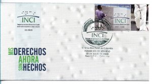 COLOMBIA 2008 FDC INCI BLIND PEOPLE RIGHTS BLINDNESS FIRST DAY COVER