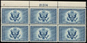 US #CE1 SPECIAL DELIVERY MH TOP PLATE BLOCK #21314