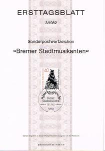 1982 - Germany ETB 3/1982 - Music - Musicians - Die Bremer Stadtmusikanten [D...