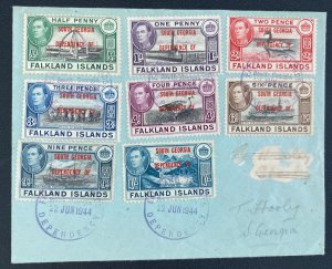 1944 South Georgia Falkland Island Cover Locally Used  Prov Stamps Sc# 3L1-3L8