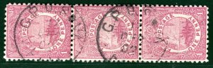 FIJI QV Stamps Strip of Three 1d GPO 1902 CDS Used {samwells}SBLUE103