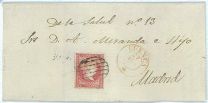 P0117 - España - POSTAL HISTORY - Ed # 48 negra  + CUENCA en ROJO 1857