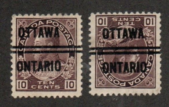 Canada Precancels Ottawa,  Ontario 3-116 & 3-116-Invert