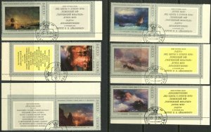 RUSSIA Sc#4178-4183, 4298a, 4301a 1974-75 Two Art Complete Sets OG CTO NH 