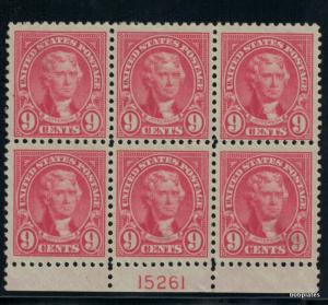 BOBPLATES #561 Jefferson Bottom Plate Block 15261 F-VF H SCV=$250